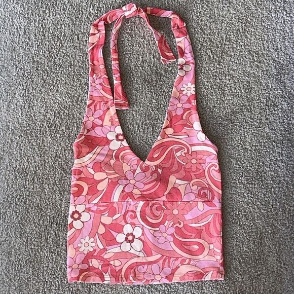 Hollister Must-Have Collection Floral Cropped Halter Top! - Picture 1 of 8